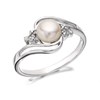 My Diamonds Silver Freshwater Pearl And Diamond Crossover Ring - D9054