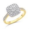 9ct Gold Diamond Cushion Cluster Ring - 1/2ct - D9293