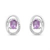 9ct White Gold Amethyst And Diamond Swirl Earrings - D94124