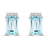 9ct White Gold Rectangular Blue Topaz And Diamond Stud Earrings - D94129