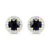 9ct Sapphire And Diamond Cluster Stud Earrings - D94130