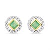 9ct Round Diamond And Emerald Fancy Stud Earrings - D94134
