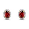 9ct Oval Garnet And Diamond Stud Earrings - D94137