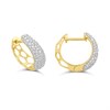 9ct Gold Pave-Set Diamond Huggie Earrings, 1/2ct/pair - D94172