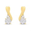9ct Gold Diamond-Set Swirl Cluster Stud Earrings - D94176