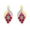 9ct Gold Ruby And Diamond Cluster Earrings - D9454