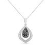 9ct White Gold Black And White Diamond Teardrop Necklace - D95157