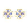 9ct Tanzanite And Diamond Flower Stud Earrings - D96111