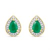 9ct Pear Emerald And Diamond Cluster Stud Earrings - D96118