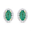 9ct Oval Emerald And Diamond Cluster Stud Ring - D96119