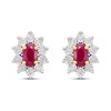 9ct Gold Oval Ruby And Diamond Stud Earrings - D9686