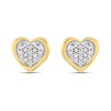 9ct Heart Shaped Diamond Cluster Stud Earrings - D9699