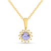 9ct Gold Tanzanite And Diamond Cluster Necklace - D97123