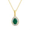 9ct Pear Emerald And Diamond Cluster Necklace - D97145