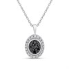 My Diamonds Silver Oval Black And White Diamond Cluster Necklace - D99286