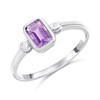 My Diamonds Silver Amethyst And Diamond Rub-Over Ring - D99287