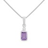 My Diamonds Silver Amethyst And Diamond Rub-Over Necklace - D99288