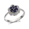 My Diamonds Silver Diamond And Sapphire Cluster Ring - D9930