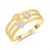 My Diamonds Gold Plated Silver Diamond Set Three Row Heart Ring - D99319