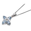 My Diamonds Silver Blue Topaz And Diamond Flower Necklace - D9970