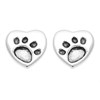 Silver Paw Print In Heart Earrings - 7mm - F01005