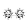 Silver Smiley Flower Stud Earrings - 6mm - F01017