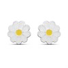 Silver Enamel White Daisy Stud Earrings- 7mm - F0156