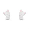 Silver Enamel White Cat Stud Earrings - F0159