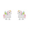 Silver Enamel Unicorn Glitter Stud Earrings- 8mm - F0161