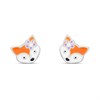 Silver Enamel Fox Stud Earrings - F0162