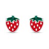 Silver Enamel Strawberry Stud Earrings- 7mm - F0163