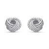 Silver Textured Knot Stud Earrings - 5mm - F0230