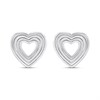 Silver Ridged Open Heart Stud Earrings - F0250