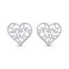 Silver Filigree Heart Stud Earrings - F0252