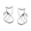 Silver Cat Stud Earrings - 12mm - F0280