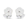 Silver Mother Of Pearl And CZ Flower Stud Earrings - F03114