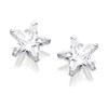 Silver Star Cubic Zirconia Stud Earrings - 8mm - F0344