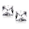 Silver Square Cubic Zirconia Stud Earrings - 9mm - F0362