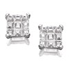 Silver Square Cubic Zirconia Earrings - 6mm - F0374