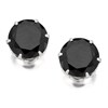 Silver Black Cubic Zirconia Stud Earrings - 5mm - F0380