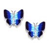Silver Blue Butterfly Stud Earrings - 9mm - F0399