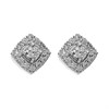 Silver Cubic Zirconia Halo Stud Earrings - 7mm - F04005