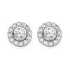 Silver Cubic Zirconia Halo Stud Earrings - 7mm - F04019