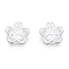 Silver Cubic Zirconia Flower Stud Earrings - 5mm - F04021