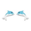 Silver Enamel Dolphin Stud Earrings - 10mm - F04022