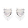 Silver Mother Of Pearl Heart Stud Earrings - 6mm - F04037