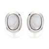 Silver Mother Of Pearl Oval Stud Earrings - 5mm - F04038