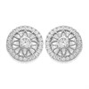 Silver Cubic Zirconia Halo Flower Stud Earrings - 10mm - F04039