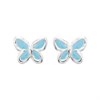 Silver Blue Butterfly Stud Earrings - 5mm - F04045