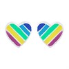 Silver Rainbow Heart Stud Earrings - 8mm - F04046